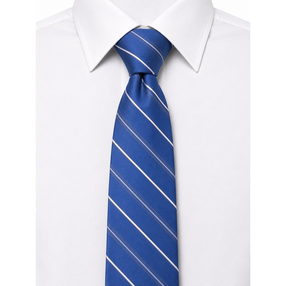 Brooks Brothers Silk Necktie Mens Blue White Striped Woven Business Designer Tie